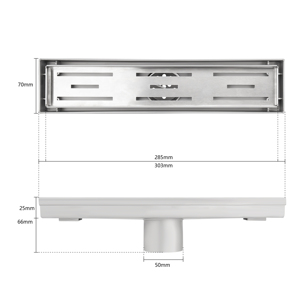 ניקוז רצפתי ליניארי צר מוברש בגודל 12 אינץ' של CUPC עם משטח מקלחת משולב, כולל מגש לניקוז וסוגריים שונים. - Product Image 5