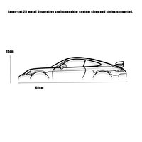 Décoration Murale LED en Métal Gravée au Laser Personnalisée - Silhouette de Voiture Sportive avec Rétroéclairage pour Garage et Caverne d'Homme