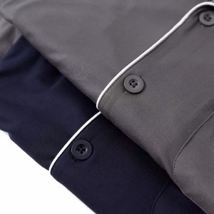 Pijama de 2 Piezas para Hombre, Marca Privada, Color Sólido, para Todas las Temporadas, Cuello de Solapa, Borde en Contraste, Estilo Casual, Ropa de Casa para <span class=keywords><strong>Caballero</strong></span> - Product Image 5