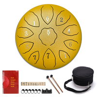 8 Inch Titanium Alloy Single Layer Steel Tongue Drum 11 Notes Mallet Finger Picks Percussion Meditation Yoga Non-Slip