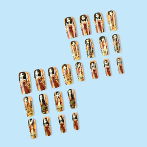 Produits de beauté de luxe Fournitures pour ongles Appuyez sur les ongles <span class=keywords><strong>Manga</strong></span> Cartoon Long Hair Doll Nail Wholesale Press on Tips 24Pcs Réutilisable - Product Image 5