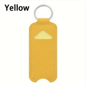 Pu Leather Lip Balm Keychain Portable Holder With <b>Key</b> <b>Ring</b> for Travel Slim Lipstick Sleeve Chapstick Pouch - Product Image 4