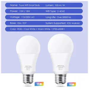 E27 WiFi Smart Control LED Lamp 15W 18W RGB Light Bulb Intelligent Dimmable Smart House Lampada Apply To Alexa Google Assistant