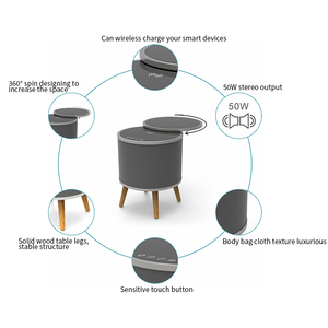 Bàn Cà Phê Bắc Âu Thông Minh Vòng Hiện Đại Đơn Giản Sang Trọng Cà Phê Xoay Bàn Xoay Bảng Với Phí Không Dây Bluetooth Loa - Product Image 3