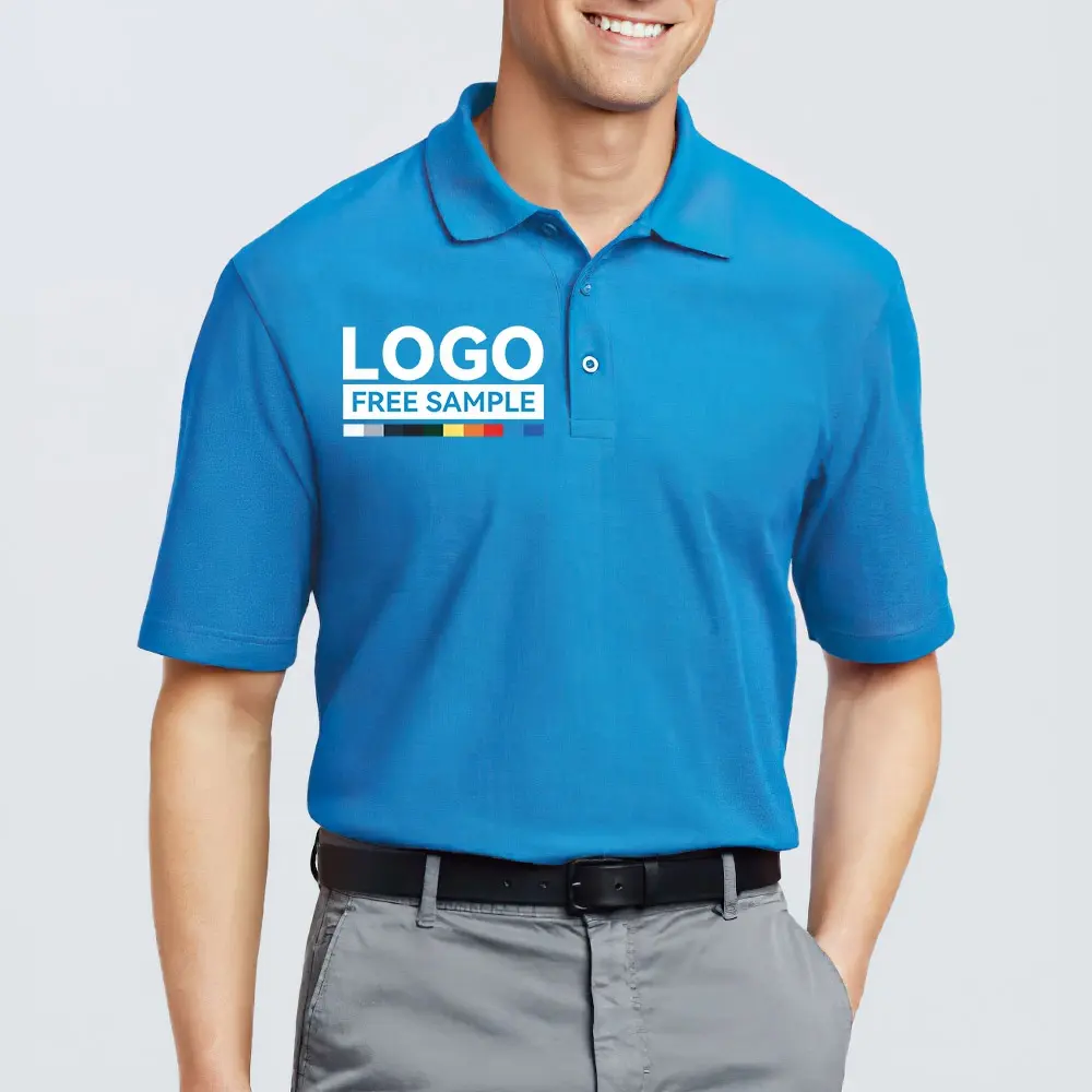 Wholesale Custom Men Embroidered Logo Polo T Shirt 100% Cotton