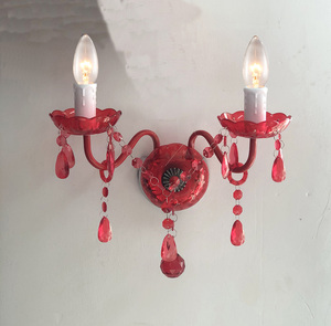 Applique murale à 2 lumières avec cadre chromé poli, luminaires muraux d'intérieur, lustre mural à gouttes de cristal transparent - Product Image 3
