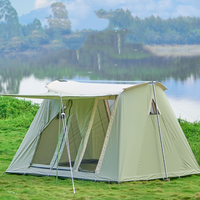 Tente spacieuse à une chambre, design multi-portes/fenêtres, ventilation optimisée, pour 3 à 5 personnes, toutes saisons, imperméable, résistante aux déchirures, en coton technique 210G