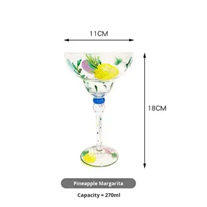 Copa Margaret Personalizada Pintada a Mano al por Mayor, Copa de Vino de Cristal Pintada Creativa, Diseño Moderno, Capacidad de 301-400 ml, para Bar - Product Image 4
