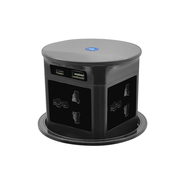 Smart Motorized Pop-Up Power Outlet Tower with Top Wireless Charging for Kitchen Countertops