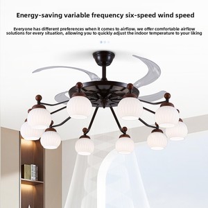 Lámpara <span class=keywords><strong>de</strong></span> <span class=keywords><strong>Techo</strong></span> con Ventilador Integrado, Control Remoto, Lámpara Principal para Sala <span class=keywords><strong>de</strong></span> Estar, Estilo Antiguo, Silenciosa, Conversión <span class=keywords><strong>de</strong></span> Frecuencia Eléctrica - Product Image 3