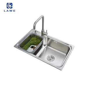 2024 China modern Above Counter Fregaderos sink kitchen supplier SUS304 stainless steel sink single bowl smart kitchen sink