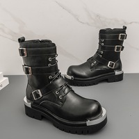 Personnalisation en usine, personnalisation du logo, OEM, ODM, nouvelle collection automne-hiver, bottes pour hommes en similicuir à semelle épaisse