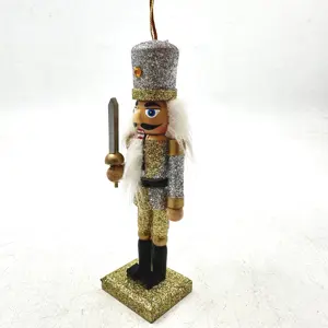 Nuevo adorno de muñeca popular con cetro de copo de nieve 38cm brillo Cascanueces de madera Navidad