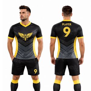Uniforme de Fútbol Personalizado para Hombre, Transpirable, de Secado Rápido, 100% Poliéster, Conjunto de Camiseta de Manga Corta y Pantalones Cortos para Entrenamiento, Azul y Rojo - Product Image 4