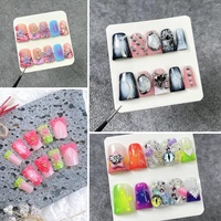 Ongles artificiels réutilisables à couverture complète, forme de canard, en acrylique avec colle, faits à la main, en gros