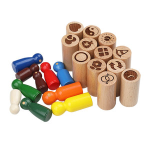 Colorful Wooden Figurines 48 Pc Set Laser Cut With Plush <b>Bag</b> Therapy Accessories - Product Image 4