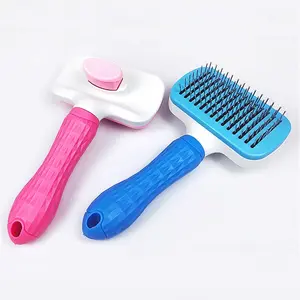 Pet Tool Grooming Comb Hair Remover Cat Dog Brush for Self Cleaning Botton Easy Using Shedding Dog Hair Brush Pink Dropshipping