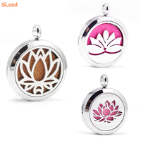 Fabricant de bijoux SLand, vente en gros, collier diffuseur d'aromathérapie en acier inoxydable, pendentif médaillon personnalisé pour cadeaux