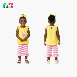 हॉट-सेलिंग मुद्रित कार्टून लड़कियों के कपड़ों को अनुकूलित लड़कियों की स्कर्ट और पैंट सेट कपास बच्चों के कपड़े सेट - Product Image 2