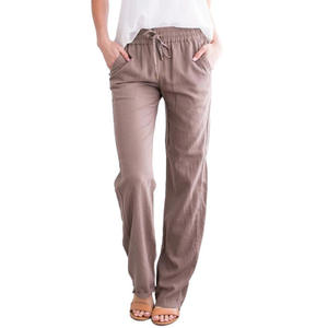 Femmes printemps été coton <span class=keywords><strong>lin</strong></span> décontracté cordon cordon grande taille <span class=keywords><strong>pantalon</strong></span> en gros européen américain coton <span class=keywords><strong>lin</strong></span> <span class=keywords><strong>pantalon</strong></span> - Product Image 2