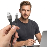 Câble de charge rapide Type-C vers Type-C 3A avec conducteur en cuivre étamé en alliage d'aluminium TPE pour iPhone, téléphone portable, ordinateur et voiture