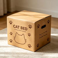 Boîte d'emballage personnalisée pour lit pour chat, meubles pour animaux de compagnie haut de gamme, boîte en carton ondulé robuste en kraft