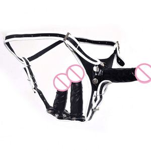 Cinturón de cuero Correa en las bragas del consolador Arnés de pene ajustable Pantalones con correa de doble cabeza Anal Plug Ropa interior para mujeres <span class=keywords><strong>lesbianas</strong></span> - Product Image 5