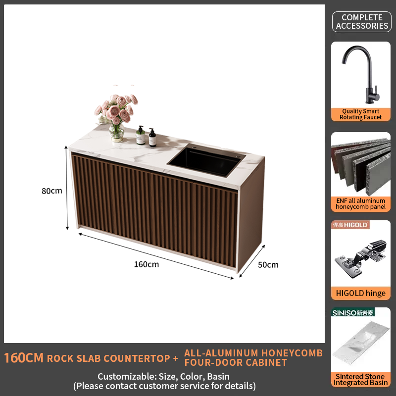 160Rock Slab Countertop + Four Door Cabinet