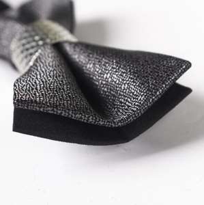 Classique <span class=keywords><strong>noir</strong></span> blanc métal fourré couleur unie mat noeud papillon ensemble cravate et <span class=keywords><strong>mouchoir</strong></span> mariage fête d'affaires cadeau maigre ensemble - Product Image 5