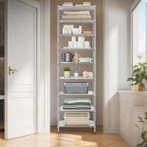 Finnhomy 9 tầng có thể điều chỉnh dây thép giá 81 inch Chiều cao 9 kệ <span class=keywords><strong>NSF</strong></span> chứng nhận Chrome kim loại lưu trữ giá đựng thức ăn kệ PE - Product Image 5