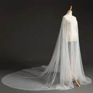 Genya perle maglia scialle sposa scialli da sposa e avvolge abiti da sera da ballo Bolero Cover Up per le donne Shrug Wedding Cape