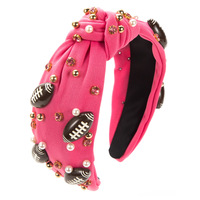 Populaire baroque football bandeau réseau rouge mode sport vent large bord noeud clou perle bandeau cheveux accessoires