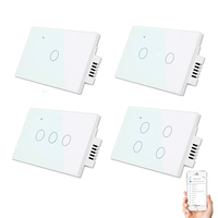 Pour Tuya Smart Life RF 433mhz BT WiFi Interrupteur Mural 1/2/3/4 Gang Touch Smart Light Disjoncteur Compatible Alexa PC UK/US 240V