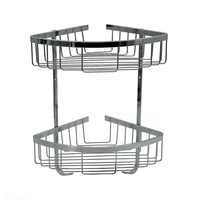 Étagère de salle de bain à 2 niveaux Étagère d'angle en métal Caddy de douche Organisateur de salle de bain Rangement auto-adhésif