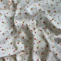 HAPPEAK Stretch Spandex Pointelle côtes tricot tissu personnalisé fleur impression Poly coton Pointelle tricoté tissu