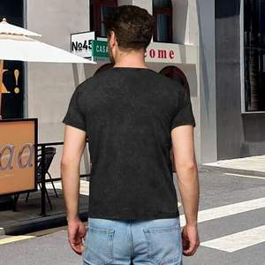 Camiseta personalizable de manga corta lavada de algodón Vintage para hombre, Camiseta de cuello redondo, ajuste Regular, 100% de seda, 230G, tejido transpirable pesado en blanco - Product Image 3