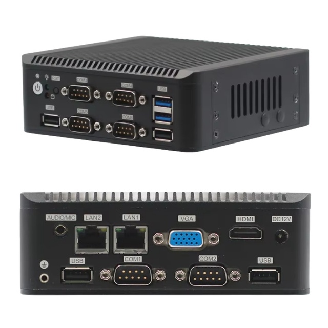 Mini Desktop PC 2LAN 6COM RS232/485 Intel J6412 16GB DDR4 512GB SSD Supports 4K 6USB Linux Win10 Embedded Fanless Industrial Pc