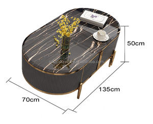 Elegante Mesa <span class=keywords><strong>de</strong></span> <span class=keywords><strong>Centro</strong></span> <span class=keywords><strong>de</strong></span> Mármol para Sala <span class=keywords><strong>de</strong></span> Estar, Metal Dorado con Cajón <span class=keywords><strong>de</strong></span> Madera, Mesa <span class=keywords><strong>de</strong></span> <span class=keywords><strong>Centro</strong></span> Ovalada Moderna y Económica con Gabinete <span class=keywords><strong>de</strong></span> Almacenamiento - Product Image 6