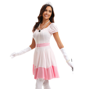 Disfraz de Halloween para Parejas Adultas RTS, Vestido de <span class=keywords><strong>Princesa</strong></span> Peach y Conjunto de Ropa de Fontanero, Disfraz Retro de Videojuego para Fiesta - Product Image 6