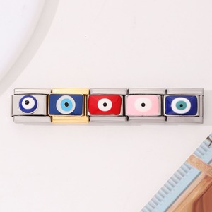 Breloque en acier inoxydable italien anti-ternissement pour bracelet, motif œil porte-bonheur, pour la fabrication de bijoux, vente en gros - Product Image 2