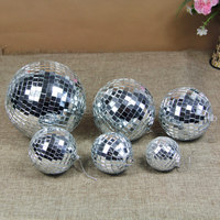 Boule disco en verre réfléchissant au laser, accessoire décoratif argenté pour bar