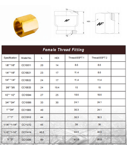 ฝาครอบเกลียวทองเหลืองหกเหลี่ยมขนาด 3/8"x3/8" ป้องกันการกัดกร่อน สำหรับเรือยอชท์ ผลิตในไต้หวัน - Product Image 3
