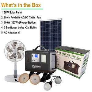 สถานีพลังงานแสงอาทิตย์แบบพกพา 200W พร้อมพัดลมพับได้ หลอดไฟติดผนัง แบตเตอรี่ LiFePO4 ตัวควบคุม MPPT สำหรับบ้านและการตั้งแคมป์ - Product Image 2