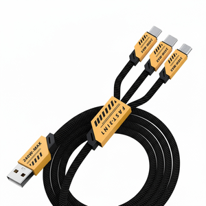 Toptan 3in1 65W 1.2 <span class=keywords><strong>m</strong></span> hızlı şarj kablosu veri USB kablosu tip C USB Android telefon 15 16 naylon yazıcı - Product Image 5