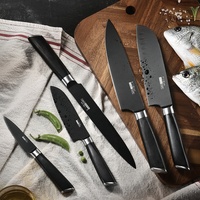 Hoge Kwaliteit Chef Koken Keukenmessen Gesmeed Abs Handvat Roestvrijstalen Zwarte Keukenmessenset