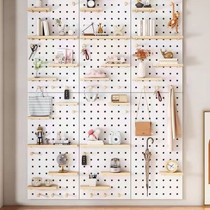 Qili Solid Wood Pegboard <b>Wall</b> Storage <b>Shelf</b> Rectangle Natural Wood Color <b>Wall</b> <b>Mounted</b> Type Freestanding Display <b>Shelves</b> - Product Image 2
