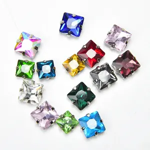 8Mm 10Mm Multicolor Glass Crystal Rhinestones Shiny Square 4 Claw Strass Diamond For Garment Wedding Dress Jewelry Accessories