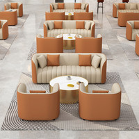 Ensemble de canapés de réception de luxe pour bureau, style moderne et minimaliste, en tissu avec structure en bois, idéal pour les réunions commerciales, le bureau à domicile et le salon.