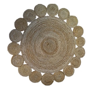 Alfombra de yute redonda Vintage de calidad suave, alfombra de paja hecha a mano en Bangladesh para su hogar encantador - Product Image 4