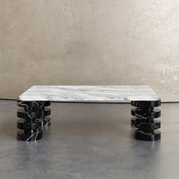 Table basse rectangulaire en marbre avec pieds empilés, design artistique, pour salon – Collection Dream Home